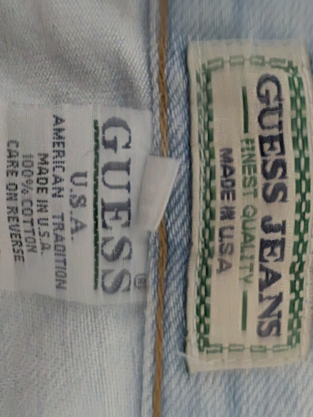 Guess Light Wash Denim Jacket with Green Logo Patch